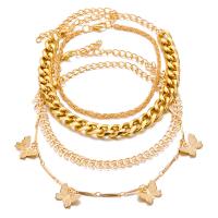 Zinc Alloy Anklet, with 2inch extender chain, gold color plated, 4 pieces & for woman Approx 7.9 Inch, Approx 8.3 Inch 