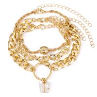 Acrylic Zinc Alloy Bracelets, with Plastic Pearl & Acrylic, with 2inch extender chain, gold color plated, multilayer & for woman Approx 6.7 Inch, Approx 7 Inch, Approx 7.9 Inch 