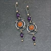 Glass Zinc Alloy Earring, with Glass, plated, vintage & fashion jewelry & for woman, mixed colors, 13-45mm 