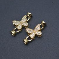 Brass Hook and Eye Clasp, Butterfly, gold color plated, DIY & micro pave cubic zirconia 