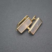 Brass Lever Back Earring Component, with Pearl Oyster, Rectangle, plated, DIY 