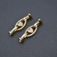 Brass Hook and Eye Clasp, Heart, gold color plated, DIY & micro pave cubic zirconia & hollow 