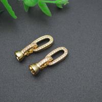 Brass Hook and Eye Clasp, gold color plated, DIY & micro pave cubic zirconia 