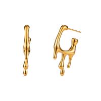 Edelstahl Stud Ohrring, 304 Edelstahl, 18K vergoldet, Modeschmuck & für Frau, goldfarben, 31.5x18.6mm, verkauft von Paar