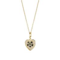 Cubic Zirconia Stainless Steel Necklace, 304 Stainless Steel, with 1.97inch extender chain, Heart, Vacuum Plating, micro pave cubic zirconia & for woman & enamel, golden Approx 15.75 Inch 