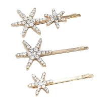 Hair Slide, Zinc Alloy, three pieces & for woman & with rhinestone 