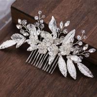 Decorative Hair Combs, Zinc Alloy, with Crystal, fashion jewelry & for woman, silver color 