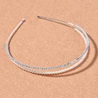 Hair Bands, Iron, with Plastic Pearl, fashion jewelry & for woman & with rhinestone, silver color, Inner Approx 120mm 