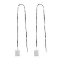 Brass Drop Earring, Square, silver color plated, fashion jewelry & for woman 