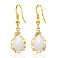 Resin Drop Earring, Brass, with Resin, gold color plated, fashion jewelry & for woman, white 