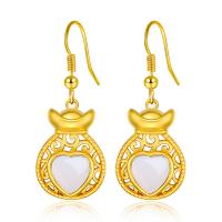 Resin Drop Earring, Brass, with Resin, gold color plated, fashion jewelry & for woman, white 