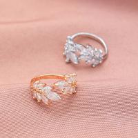 Cubic Zircon Brass Finger Ring, with Cubic Zirconia, Flower, fashion jewelry & for woman Inner Approx 16mm [