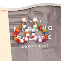 Gemstone Drop Earring, Zinc Alloy, with Stone & Plastic Pearl, Teardrop, handmade, fashion jewelry & for woman, multi-colored 