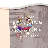Gemstone Drop Earring, Zinc Alloy, with Seedbead & Stone & Plastic Pearl, handmade, fashion jewelry & for woman, multi-colored 