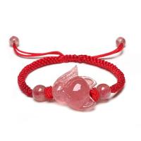 Quartz Bracelets, Strawberry Quartz, with Polyester Cord, Fox & for woman Approx 7-10 Inch [