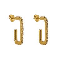 Stainless Steel Rhinestone Stud Earring, 304 Stainless Steel, Geometrical Pattern, 18K gold plated, for woman & with rhinestone [