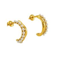 Edelstahl Stud Ohrring, 304 Edelstahl, mit Kunststoff Perlen, Buchstabe C, 18K vergoldet, Modeschmuck & für Frau, 22mm, verkauft von Paar