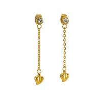 Stainless Steel Drop Earring, 304 Stainless Steel, Vacuum Ion Plating & for woman & with rhinestone 