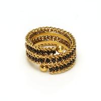Rhinestone Stainless Steel Finger Ring, 304 Stainless Steel, 18K gold plated, multilayer & for woman & with rhinestone US Ring [