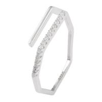 Cubic Zirconia Micro Pave Brass Finger Ring, silver color plated, fashion jewelry & micro pave cubic zirconia & for woman, 17mm [