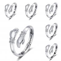 Латунное кольцо с стразами, Латунь, плакирован серебром, ювелирные изделия моды & различные модели для выбора & Женский & со стразами, 17mm, продается PC