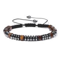 Gemstone Bracelets, Wood, with Wax Cord & Hematite, handmade, Adjustable & fashion jewelry & Unisex Approx 18 cm 