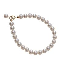 Glass Pearl Jewelry Bracelets, with Brass, Natural & fashion jewelry & for woman, white 