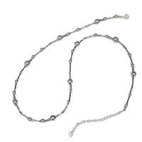 Glass Pearl Necklace, with 925 Sterling Silver, fashion jewelry & for woman, silver color cm 