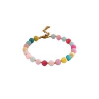 Gemstone Bracelets, Titanium Steel, with Natural Stone, with 5cm extender chain, handmade, random style & fashion jewelry & for woman, multi-colored cm 