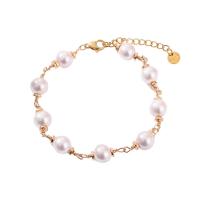 Glass Pearl Jewelry Bracelets, Titanium Steel, with Glass Pearl, with 3cm extender chain, plated, fashion jewelry & for woman cm 