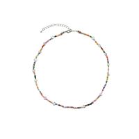 Glass Seed Beads Necklace, Seedbead, with Titanium Steel & Plastic Pearl, with 8cm extender chain, handmade, fashion jewelry & for woman, multi-colored cm 