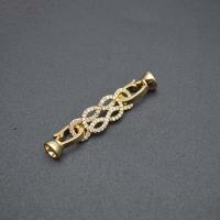 Brass Clasp Findings, metal, chapado en color dorado, Bricolaje & micro arcilla de zirconia cúbica, 8x43mm, Vendido por UD