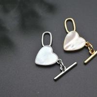 Brass Toggle Clasp, with Shell, Heart, plated, DIY 