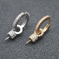 Brass Lever Back Earring Component, Donut, plated, DIY & micro pave cubic zirconia 