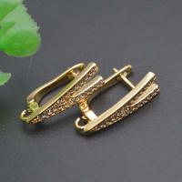 Brass Lever Back Earring Component, Letter V, plated, DIY & micro pave cubic zirconia 