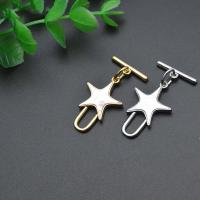 Brass Toggle Clasp, with Shell, Star, plated, DIY 