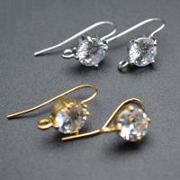 Cubic Zircon Brass Earring, with Cubic Zirconia, plated, DIY 