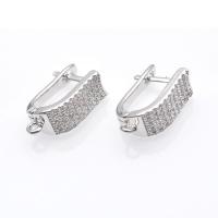 Brass Lever Back Earring Component, platinum plated, DIY & micro pave cubic zirconia 