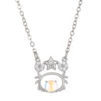 Rhinestone Brass Necklace, with Moonstone, Zodiac symbols jewelry & for woman & with rhinestone Approx 20.07 Inch 
