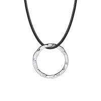 Stainless Steel Jewelry Necklace, 304 Stainless Steel, with leather cord, polished, fashion jewelry & Unisex original color, 32mm Approx 23.62 Inch 