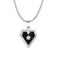 Stainless Steel Jewelry Necklace, 304 Stainless Steel, Heart, polished & for man & with rhinestone Approx 23.62 Inch 
