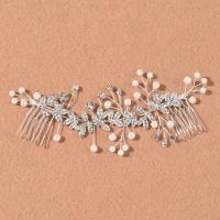 Decorative Hair Combs, Zinc Alloy, with Plastic Pearl, fashion jewelry & for woman & with rhinestone 