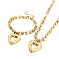 Fashion Stainless Steel Jewelry Sets, 304 Stainless Steel, bracelet & necklace, Heart, Vacuum Ion Plating, fashion jewelry & for woman 