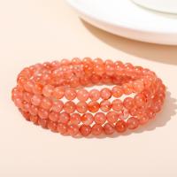 Red Agate Bracelets, Round, polished, fashion jewelry & multilayer & for woman, red Approx 70 cm 