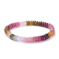Tourmaline Bracelet, Flat Round, polished, fashion jewelry & for woman, multi-colored, 5-7mm Approx 18 cm 