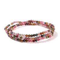 Bracelet de tourmaline, Rond, poli, bijoux de mode & multicouche & pour femme, multicolore, 3-4mm Environ 70 cm, Vendu par brin