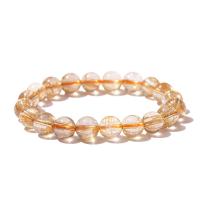Quartz Bracelets, Rutilated Quartz, Round, polished, fashion jewelry & Unisex golden Approx 18 cm 