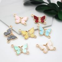Enamel Zinc Alloy Connector, Butterfly, gold color plated, DIY & micro pave cubic zirconia & 1/1 loop Approx 2mm, Approx 