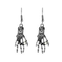 Zinc Alloy Rhinestone Drop Earring, Hand, silver color plated, Halloween Design & for woman & with rhinestone 