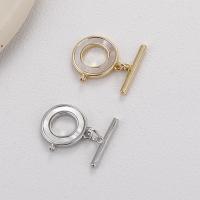 Brass Toggle Clasp, with Shell, plated, DIY 13mm 